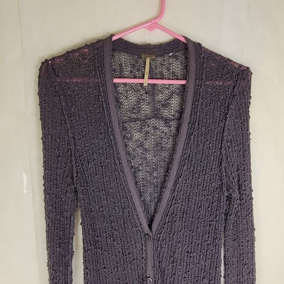 Free People womens grey popcorn knit duster cardigan Size small - Picture 4 of 10